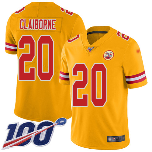 Men Kansas City Chiefs #20 Claiborne Morris Limited Gold Inverted Legend 100th Season Football Nike NFL Jersey